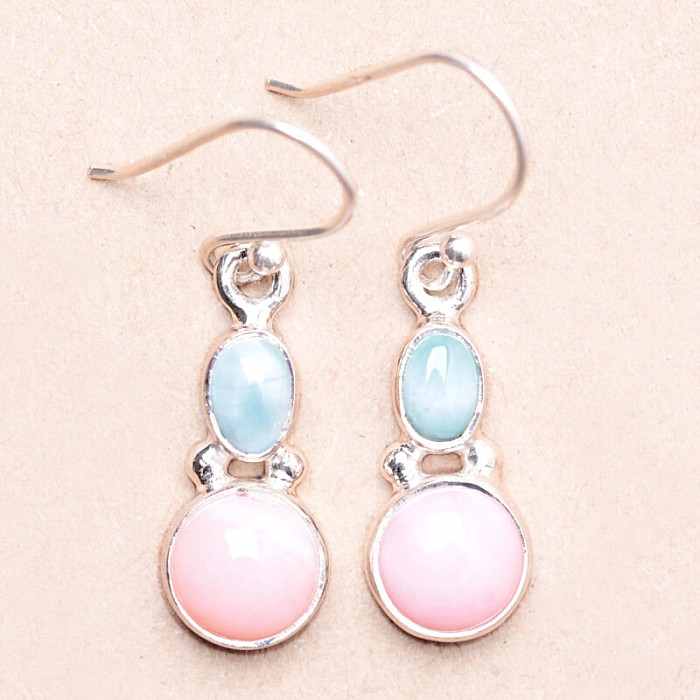 Larimar a opál růžový náušnice stříbro Ag 925 22766 - 1