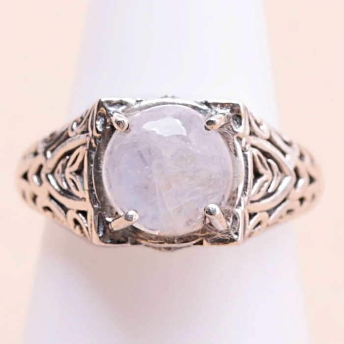 Měsíční kámen duhový prsten stříbro Ag 925 28260 - 54mm (US 7)