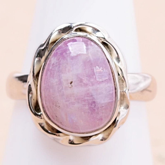 Měsíční kámen duhový růžový prsten stříbro Ag 925 11063 - 54 mm (US 7)