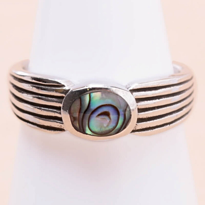 Paua abalon perleť prsten stříbro Ag 925 31413 - 53 mm (US 6