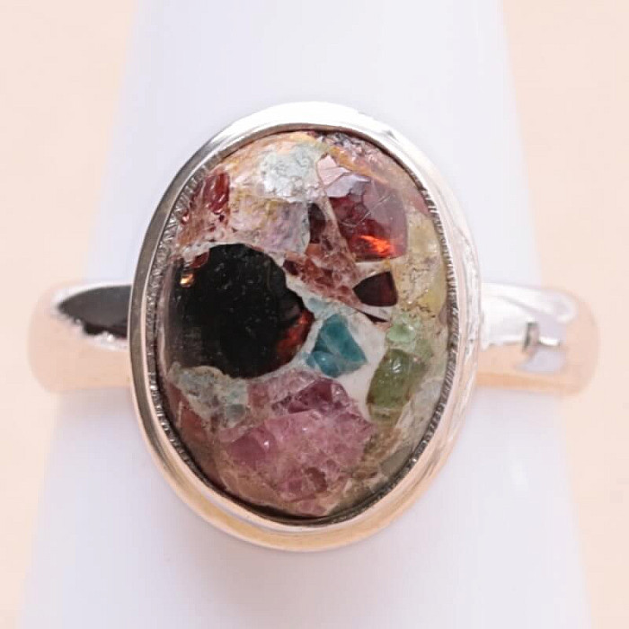 Turmalín multicolor prsten stříbro Ag 925 30227 - 54 mm (US 7)