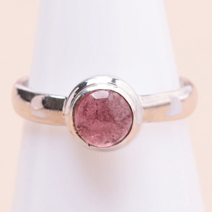 Turmalín růžový leštěný prsten stříbro Ag 925 82962 - 54 mm (US 7)