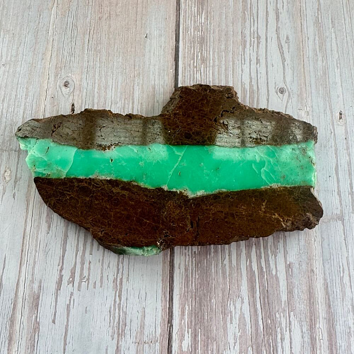 Chryzopras leštěný řez Tanzanie 3 - cca 16 x 8 cm
