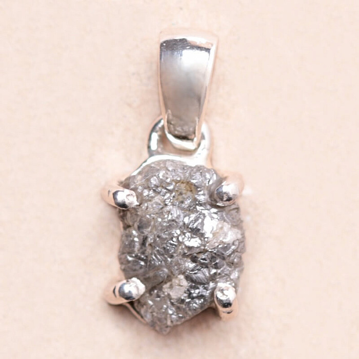 Diamant přírodní surový přívěsek stříbro Ag 925 LOT55 - 0