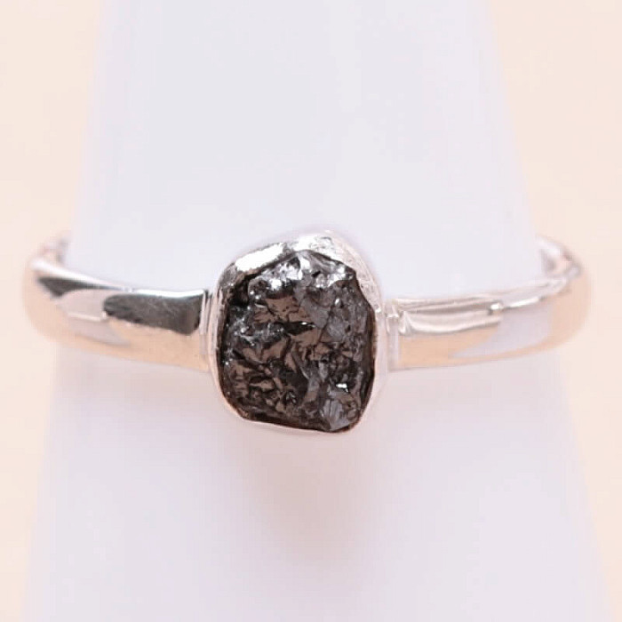 Diamant přírodní surový prsten stříbro Ag 925 R303 - 54 mm (US 7)