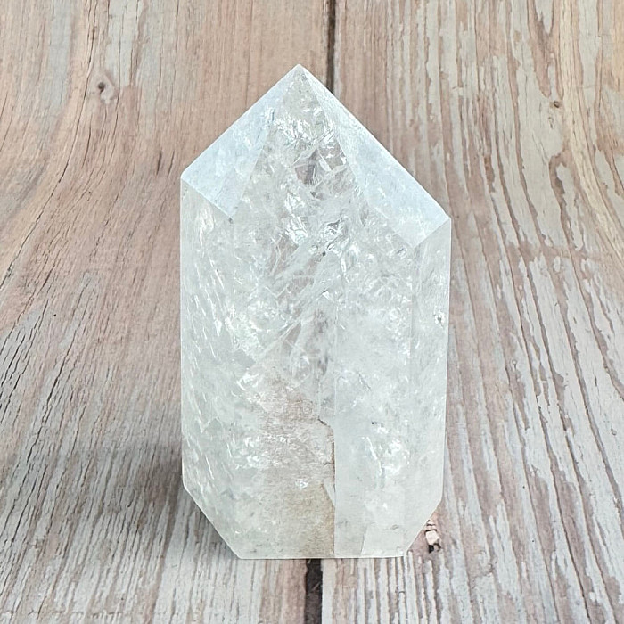 Křišťál pukaný obelisk 4 - cca 8 x 4