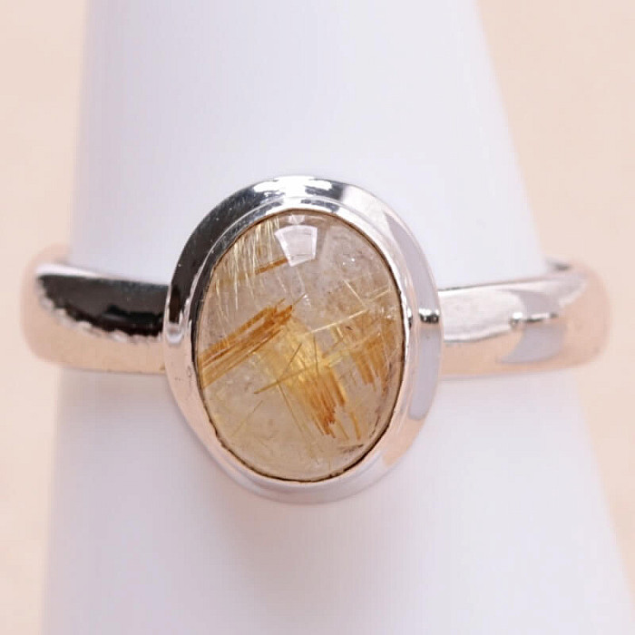 Sagenit křišťál s rutilem prsten stříbro Ag 925 69666 - 54 mm (US 7)