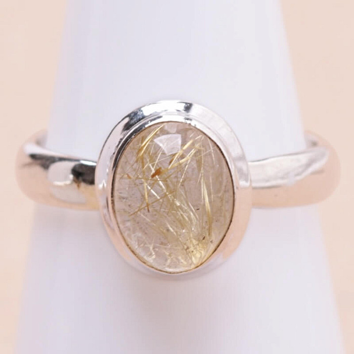 Sagenit křišťál s rutilem prsten stříbro Ag 925 69676 - 53 mm (US 6