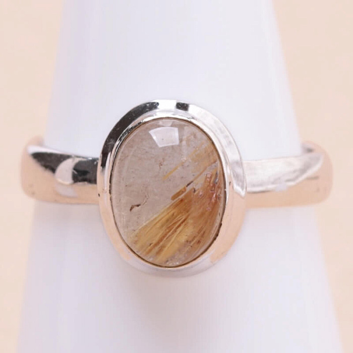 Sagenit křišťál s rutilem prsten stříbro Ag 925 69680 - 54 mm (US 7)
