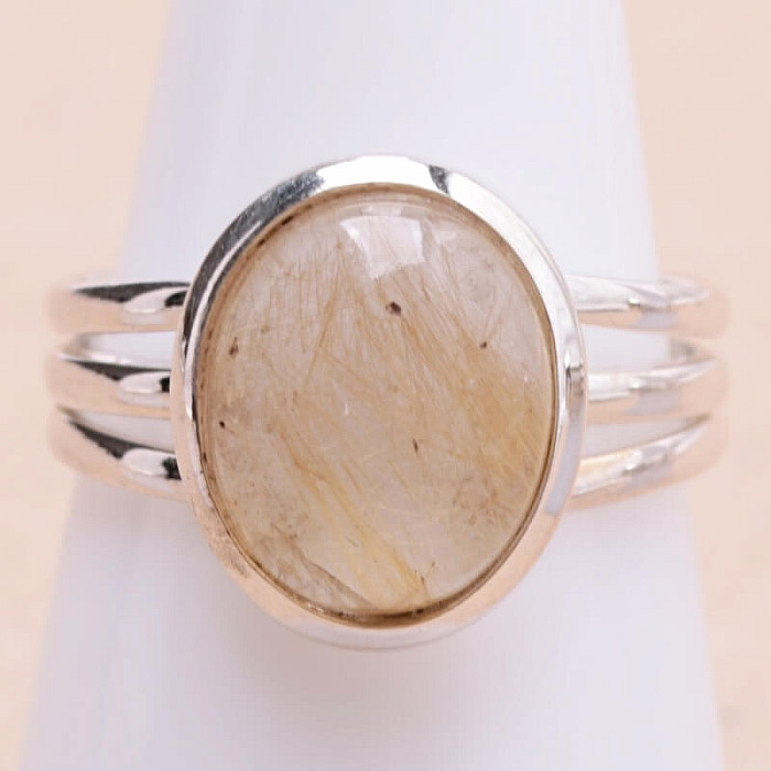 Sagenit křišťál s rutilem prsten stříbro Ag 925 71612 - 56 mm (US 7