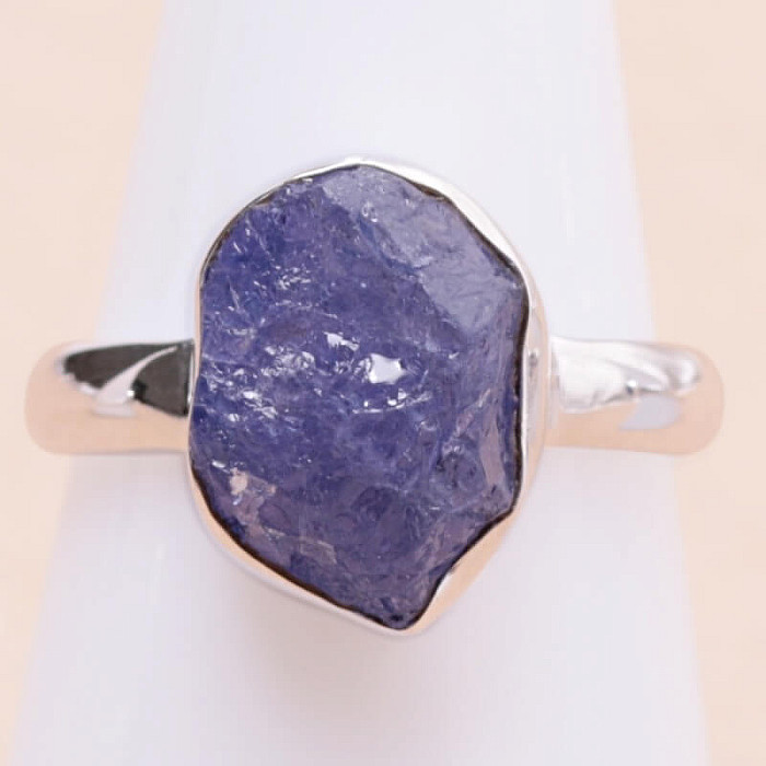 Tanzanit surový prsten stříbro Ag 925 LOT380 - 56 mm (US 7