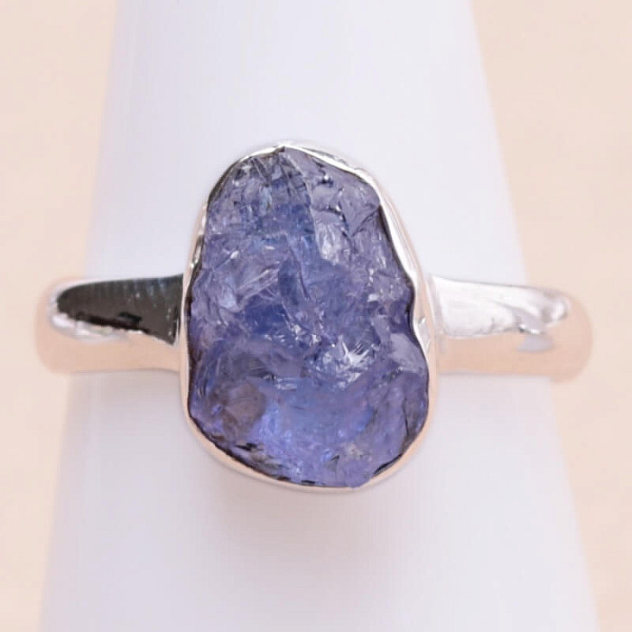 Tanzanit surový prsten stříbro Ag 925 LOT382 - 53 mm (US 6