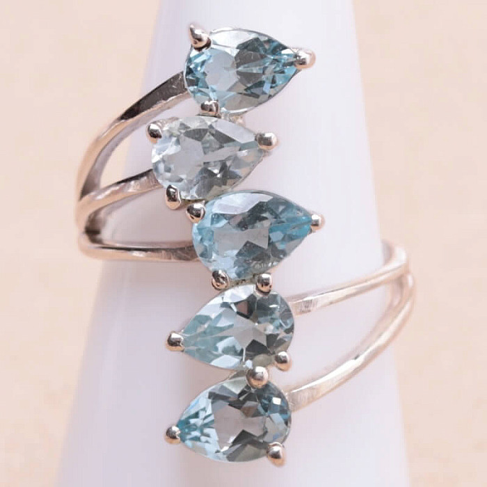 Topaz modrý prsten stříbro Ag 925 KO113 - 53 mm (US 6