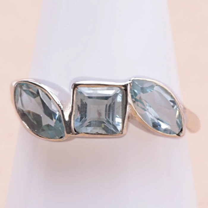 Topaz modrý prsten stříbro Ag 925 KO213 - 57 mm (US 8)