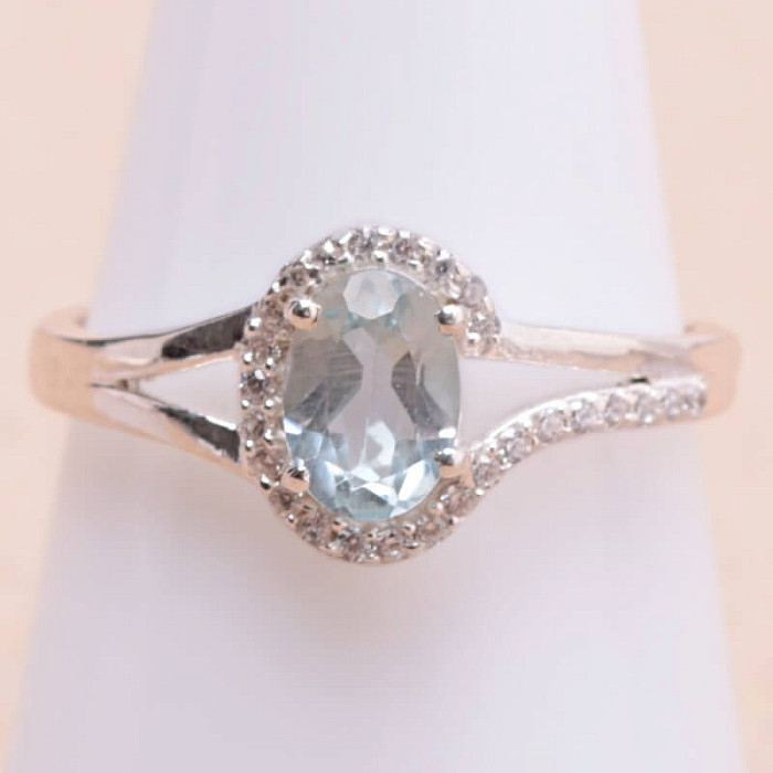 Topaz modrý prsten stříbro Ag 925 KO216 - 57 mm (US 8)