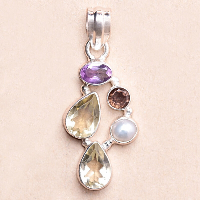 Topaz žlutý Lemon přívěsek stříbro Ag 925 KO27 - 3 cm