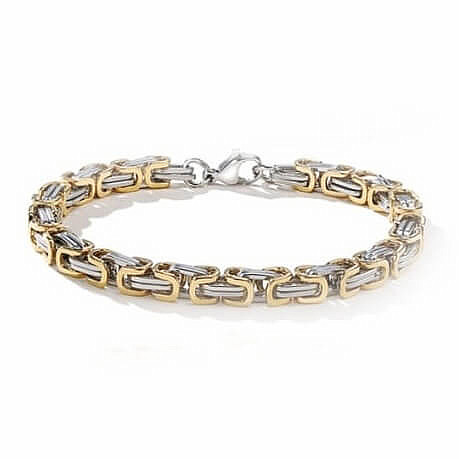 Bizantino Dorato brillante – pánský náramek z oceli pozlacený 18K zlatem - obvod cca 21 cm