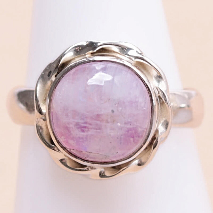 Měsíční kámen duhový růžový prsten stříbro Ag 925 N-8922 - 52 mm (US 6)