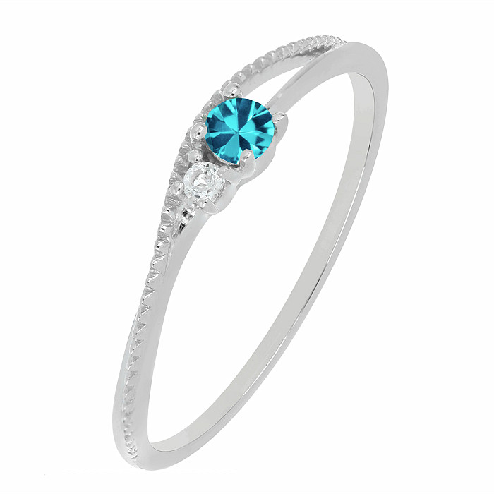 Prsten stříbrný s broušeným apatitem a zirkony Ag 925 031121 AP - 59 mm (US 9)