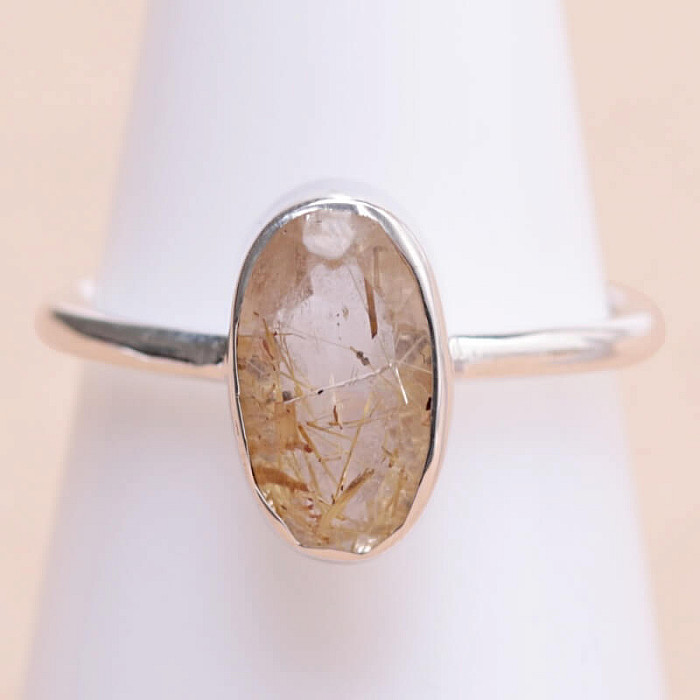 Sagenit (křišťál s rutilem) prsten stříbro Ag 925 33681 - 54 mm (US 7)