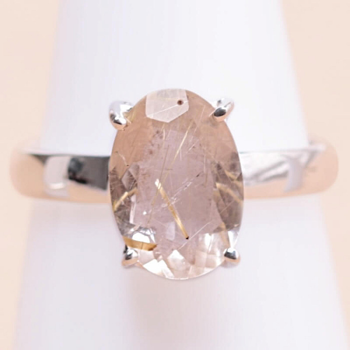 Sagenit (křišťál s rutilem) prsten stříbro Ag 925 33688 - 52 mm (US 6)