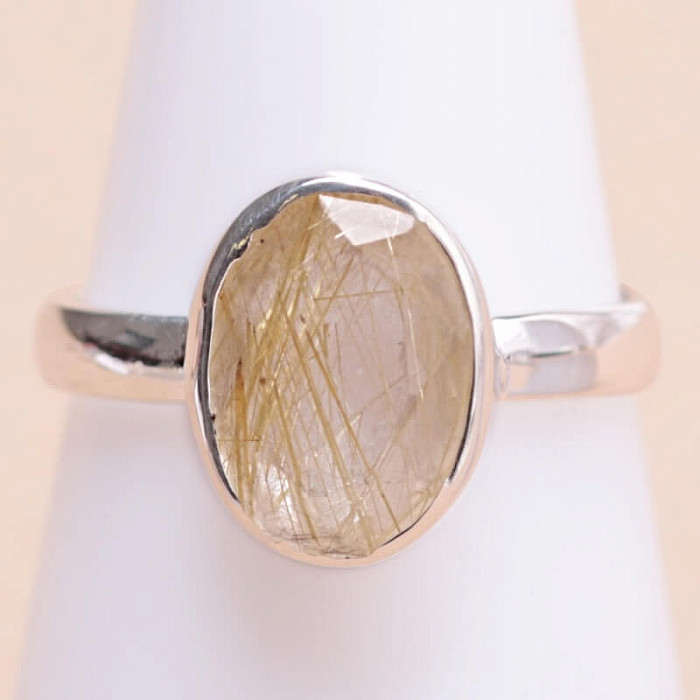 Sagenit (křišťál s rutilem) prsten stříbro Ag 925 33689 - 54 mm (US 7)