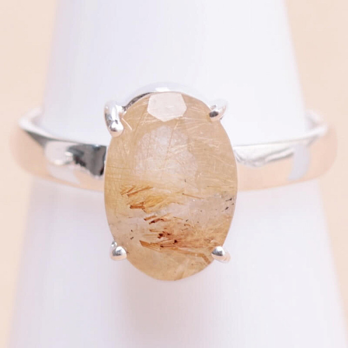 Sagenit (křišťál s rutilem) prsten stříbro Ag 925 33697 - 52 mm (US 6)