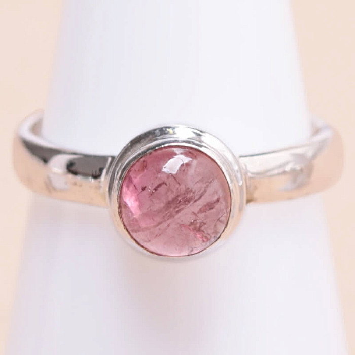Turmalín růžový leštěný prsten stříbro Ag 925 68775 - 53 mm (US 6