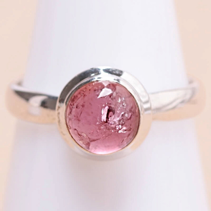 Turmalín růžový leštěný prsten stříbro Ag 925 68776 - 56 mm (US 7