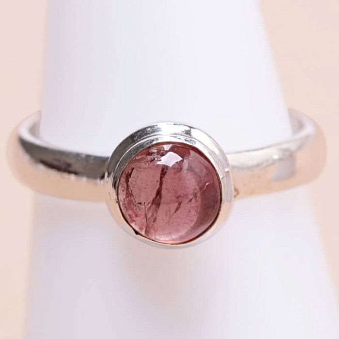 Turmalín růžový leštěný prsten stříbro Ag 925 68777 - 54 mm (US 7)