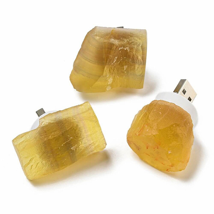 Fluoritová USB lampička žlutá - cca 3 - 4