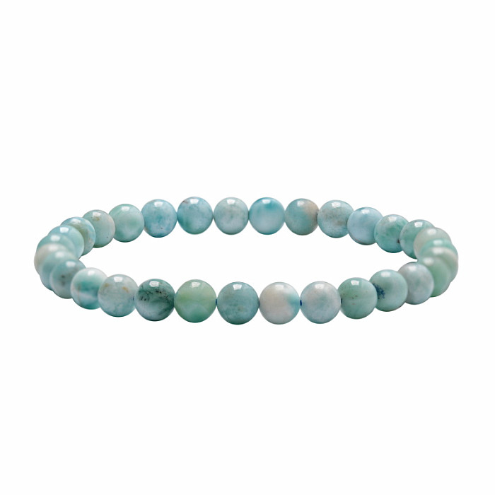 Larimar náramek z korálků 6 mm - obvod cca 16 až 22 cm