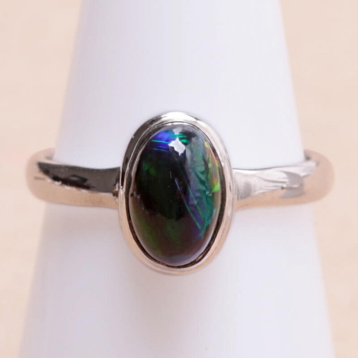 Opál černý etiopský prsten stříbro Ag 925 R317 - 54 mm (US 7)