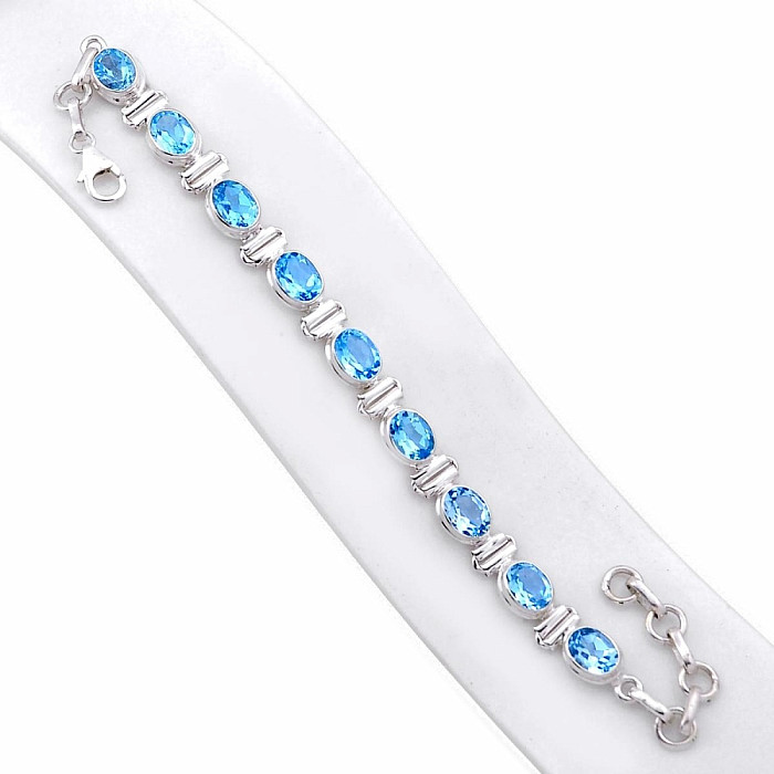 Topaz modrý náramek stříbro Ag 925 42065 - 16