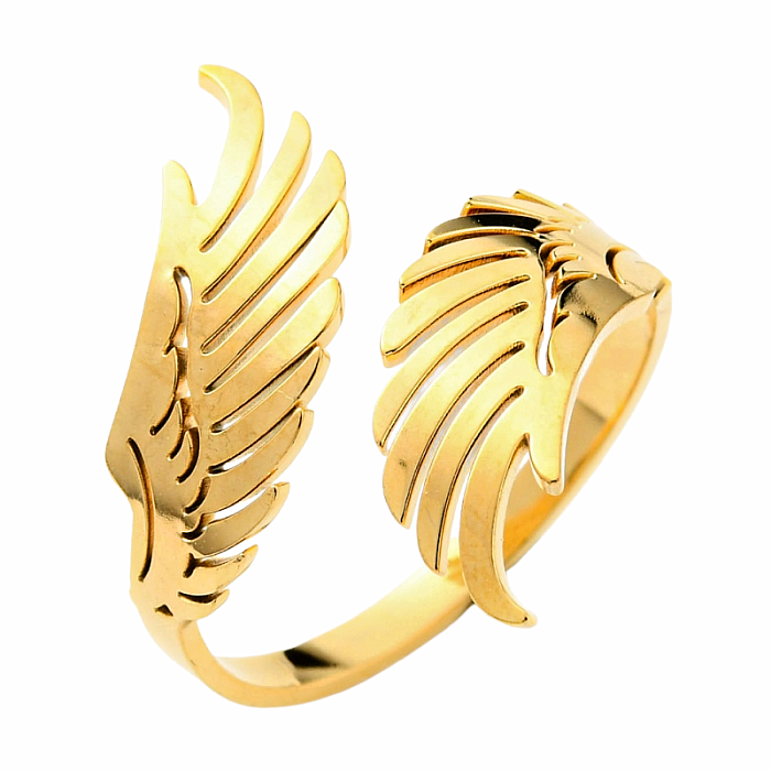 Dámský ocelový prsten Andělská křídla zlatá - 58 mm (US 9)