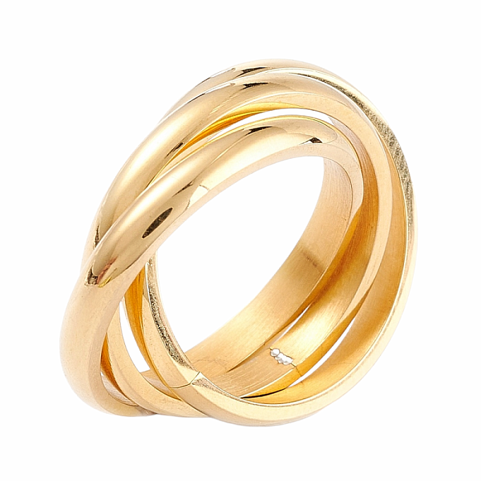 Dámský ocelový prsten Golden Trinity - 52 mm (US 6)