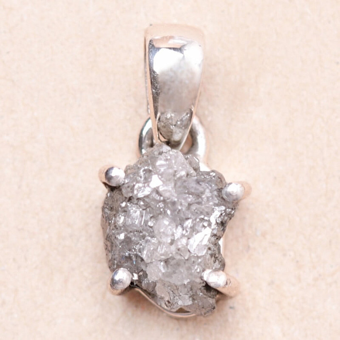 Diamant přírodní surový přívěsek stříbro Ag 925 LOT23 - 0