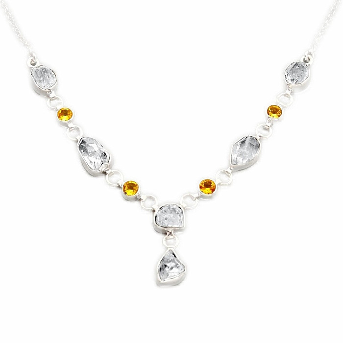 Herkimer diamant náhrdelník stříbro Ag 925 92734 - 40