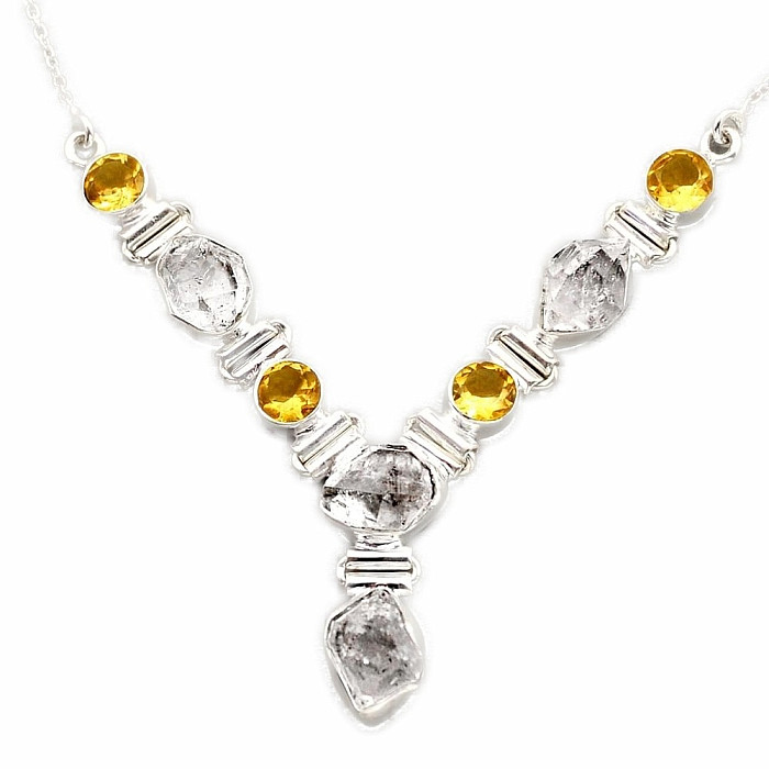 Herkimer diamant náhrdelník stříbro Ag 925 96142 - 42 - 45