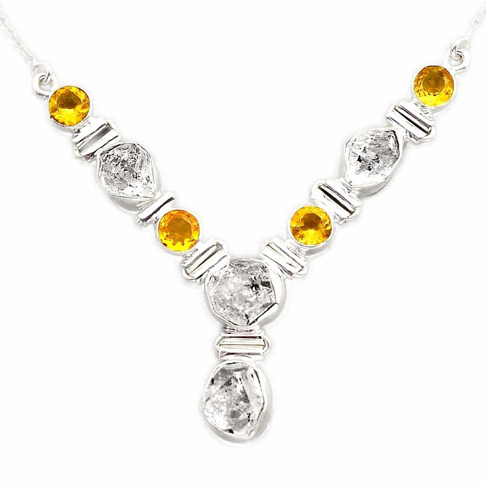Herkimer diamant náhrdelník stříbro Ag 925 96146 - 42 - 46 cm