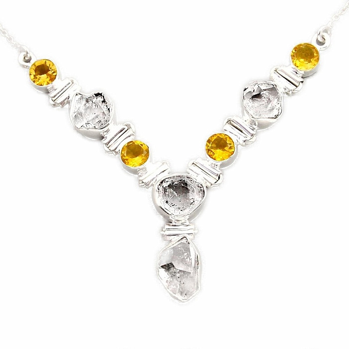 Herkimer diamant náhrdelník stříbro Ag 925 96159 - 42