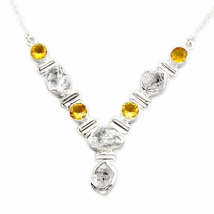 Herkimer diamant náhrdelník stříbro Ag 925 96160 - 42 - 46 cm