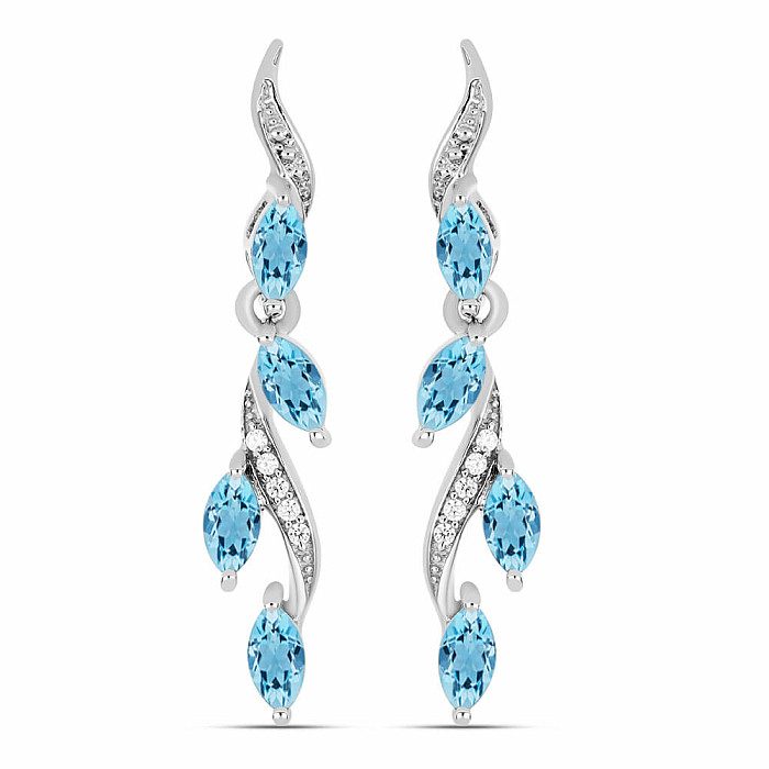 Náušnice stříbrné s broušenými Blue Sky topazy a zirkony Ag 925 022211 BT - 3