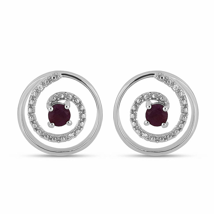 Náušnice stříbrné s broušenými rubíny a zirkony Ag 925 020614 RB - 1