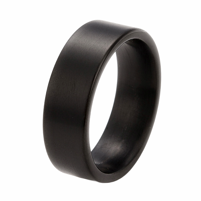 Pánský ocelový prsten Black Circle - 54 mm (US 7)