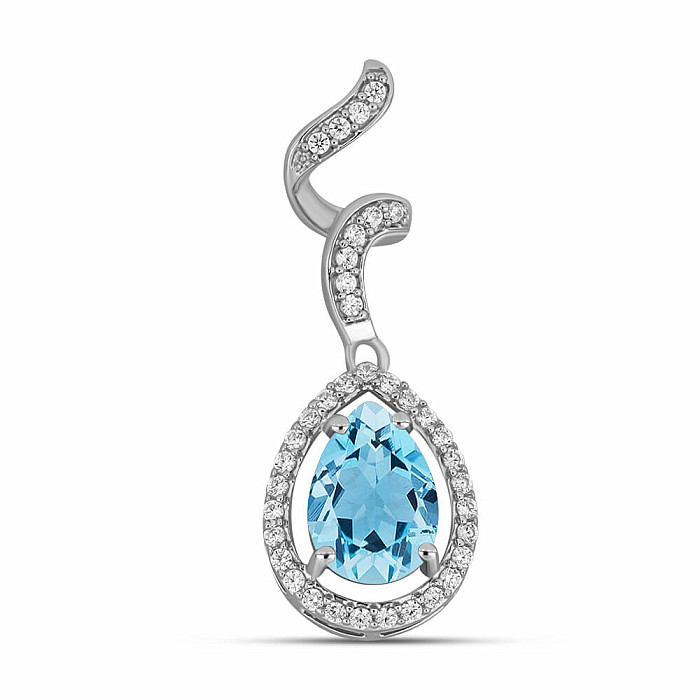 Přívěsek stříbrný s broušeným Blue Sky topazem a zirkony Ag 925 029497 BT - 3