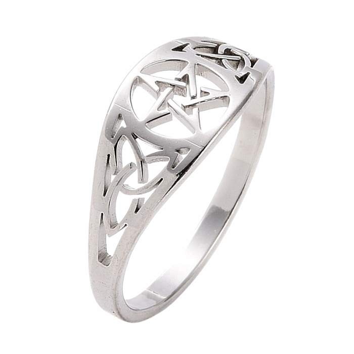 Prsten pro čarodějku Pentagram nerez ocel - 54 mm (US 7)
