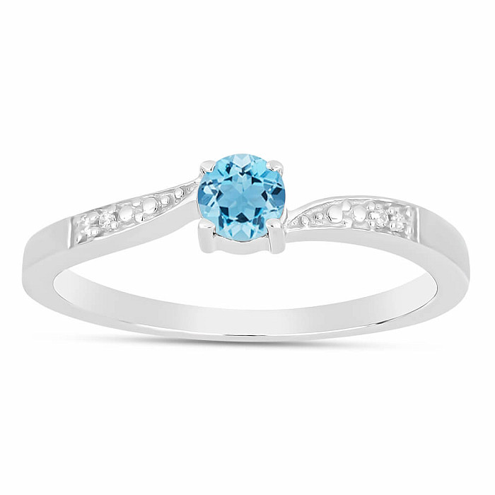 Prsten stříbrný s Blue Sky topazem a zirkony Ag 925 015992 BT - 59 mm (US 9)