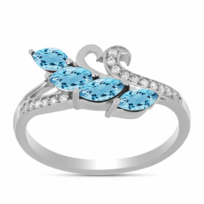 Prsten stříbrný s Blue Sky topazem a zirkony Ag 925 026347 BT - 54 mm (US 7)