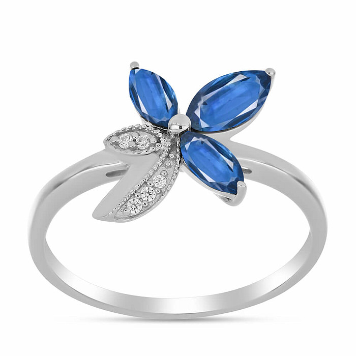 Prsten stříbrný s broušenými modrými kyanity a zirkony Ag 925 026097 BK - 62 mm (US 10) 2